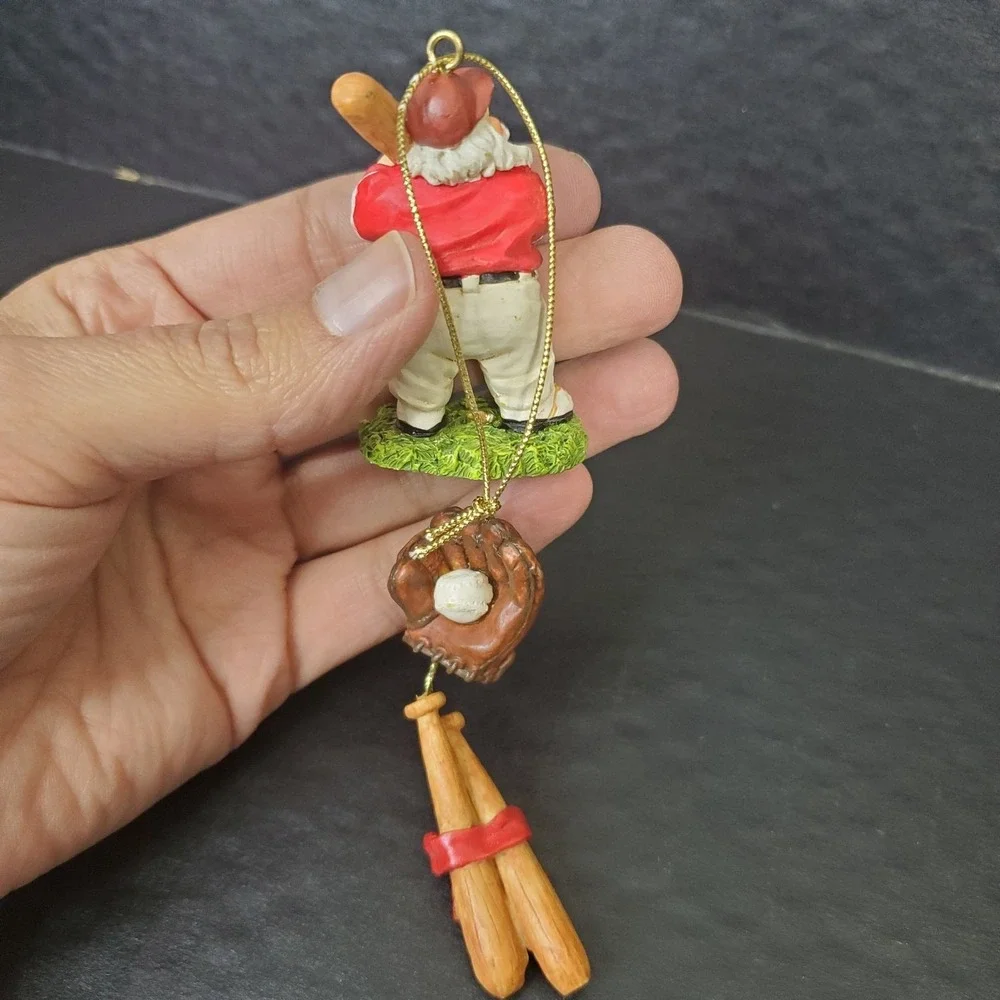 Santa Claus Resin Christmas Ornament With Bat &‎ Ball Glove Dangle